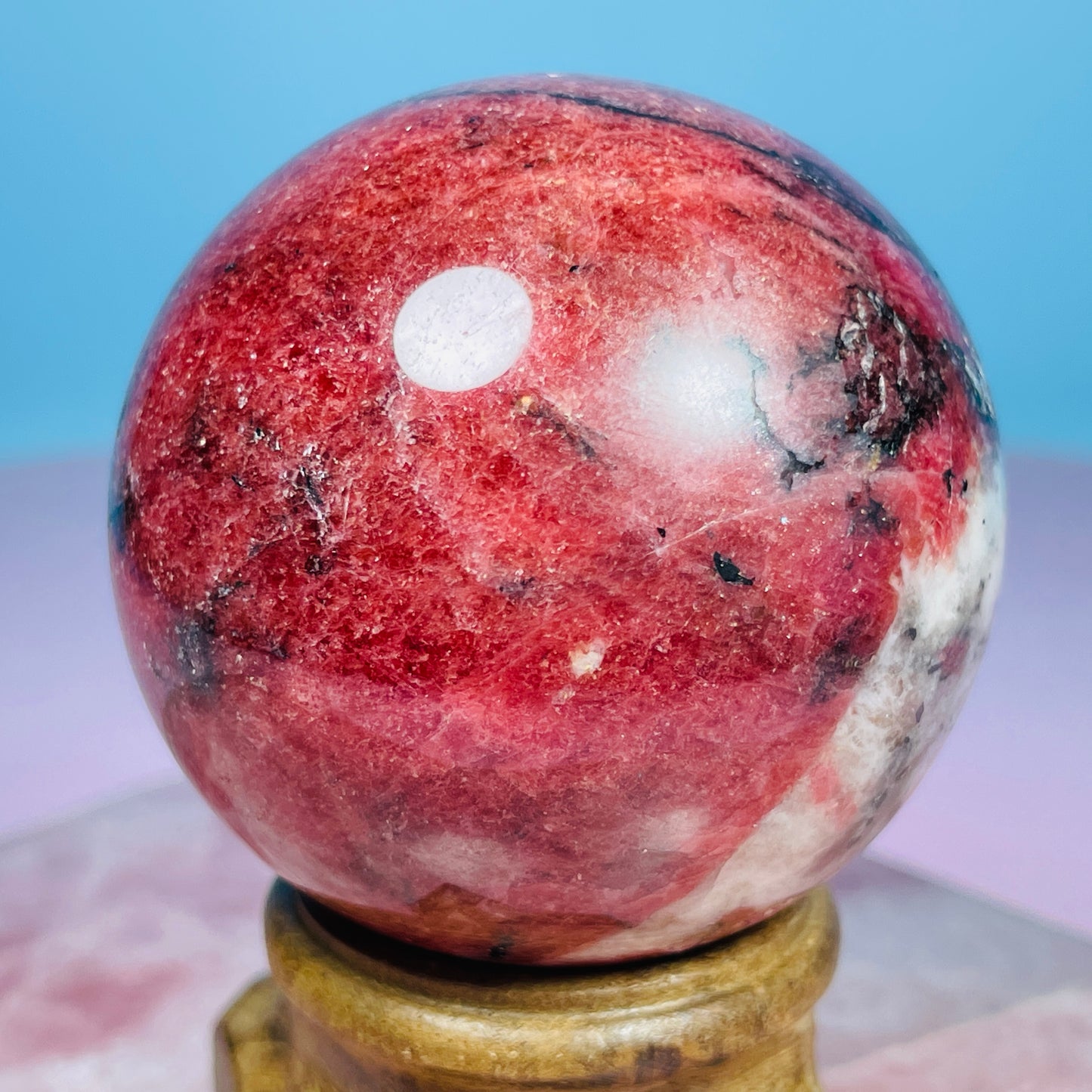 High Grade Rhodonite + Quartz Medium Sphere