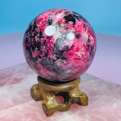 High Grade Rhodonite + Quartz Medium Sphere