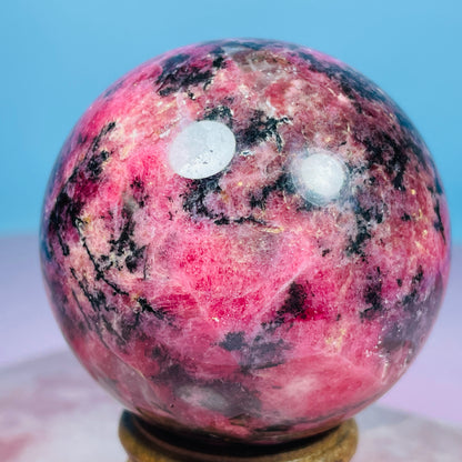 High Grade Rhodonite + Quartz Medium Sphere