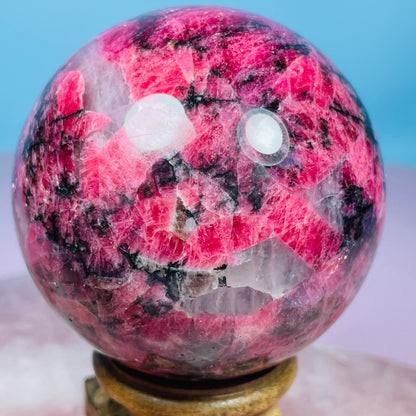 High Grade Rhodonite + Quartz Medium Sphere