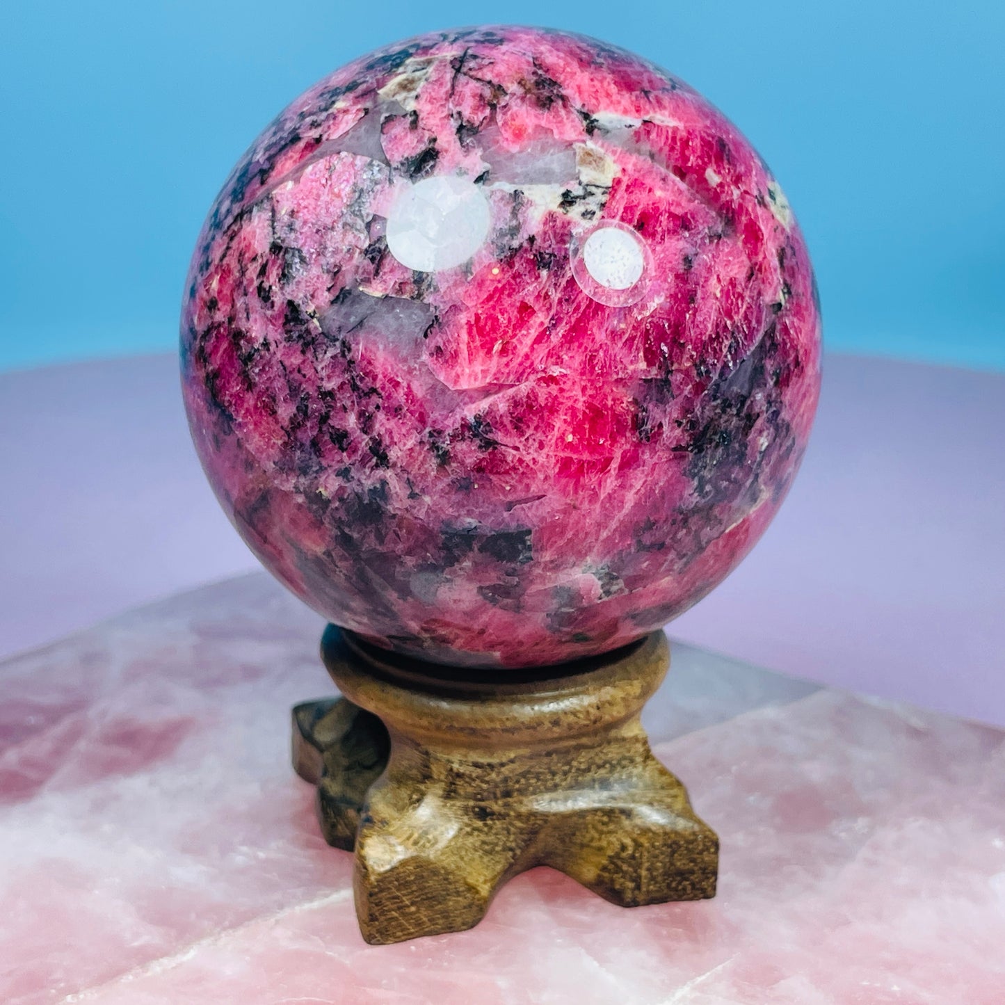 High Grade Rhodonite + Quartz Medium Sphere