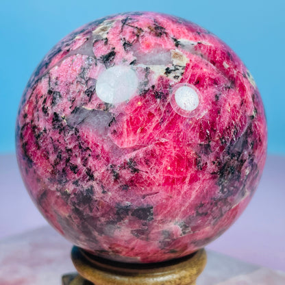 High Grade Rhodonite + Quartz Medium Sphere