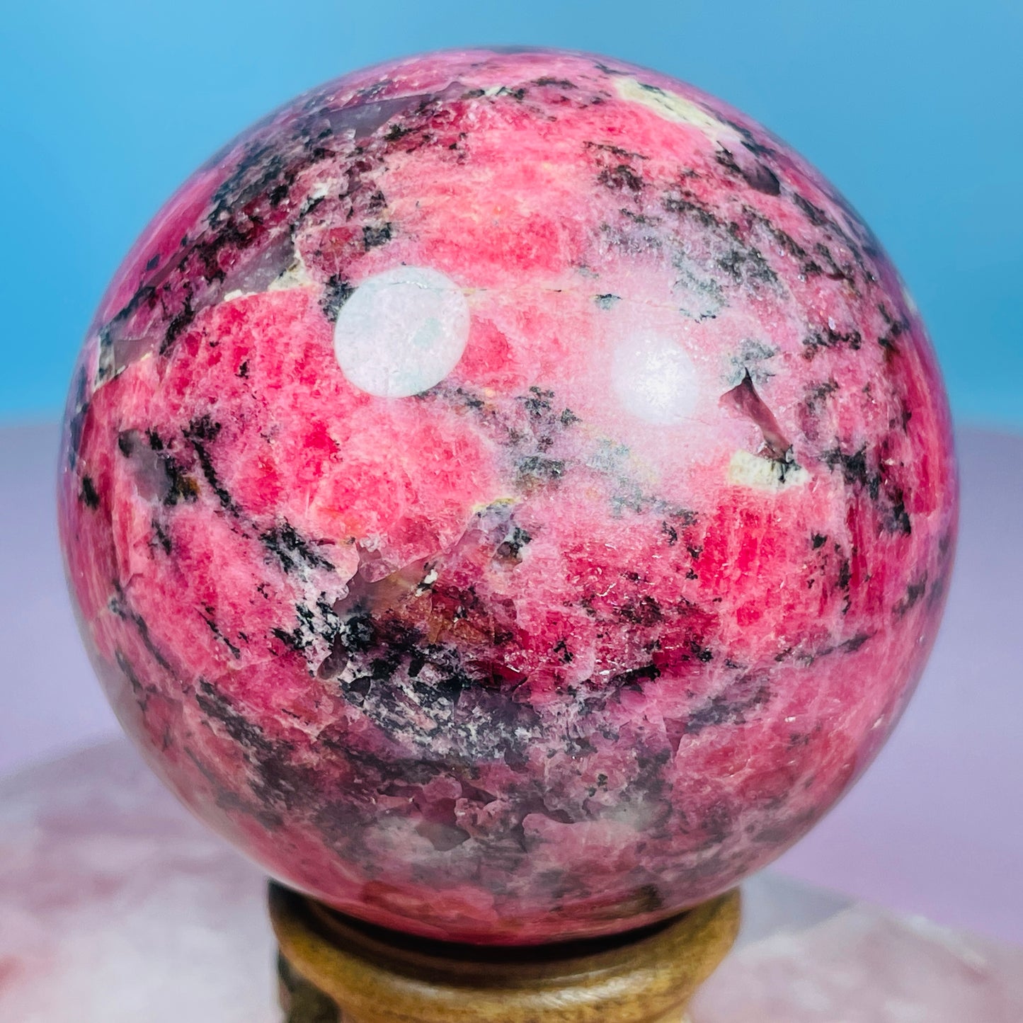 High Grade Rhodonite + Quartz Medium Sphere