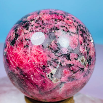 High Grade Rhodonite + Quartz Medium Sphere