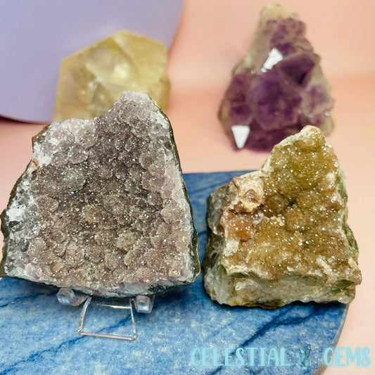 Pink Amethyst Druzy Chunky Small Cluster Plate