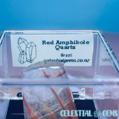 Red Amphibole Quartz Faceted Gemstone in Specimen Box