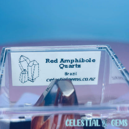 Red Amphibole Quartz Faceted Gemstone in Specimen Box