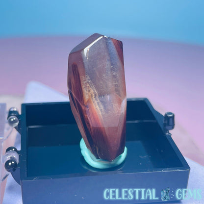 Red Amphibole Quartz Faceted Gemstone in Specimen Box