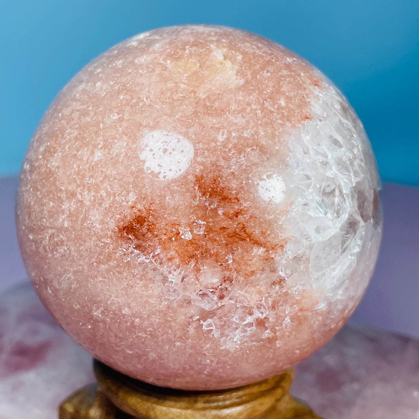Pink Amethyst + Quartz Large Sphere