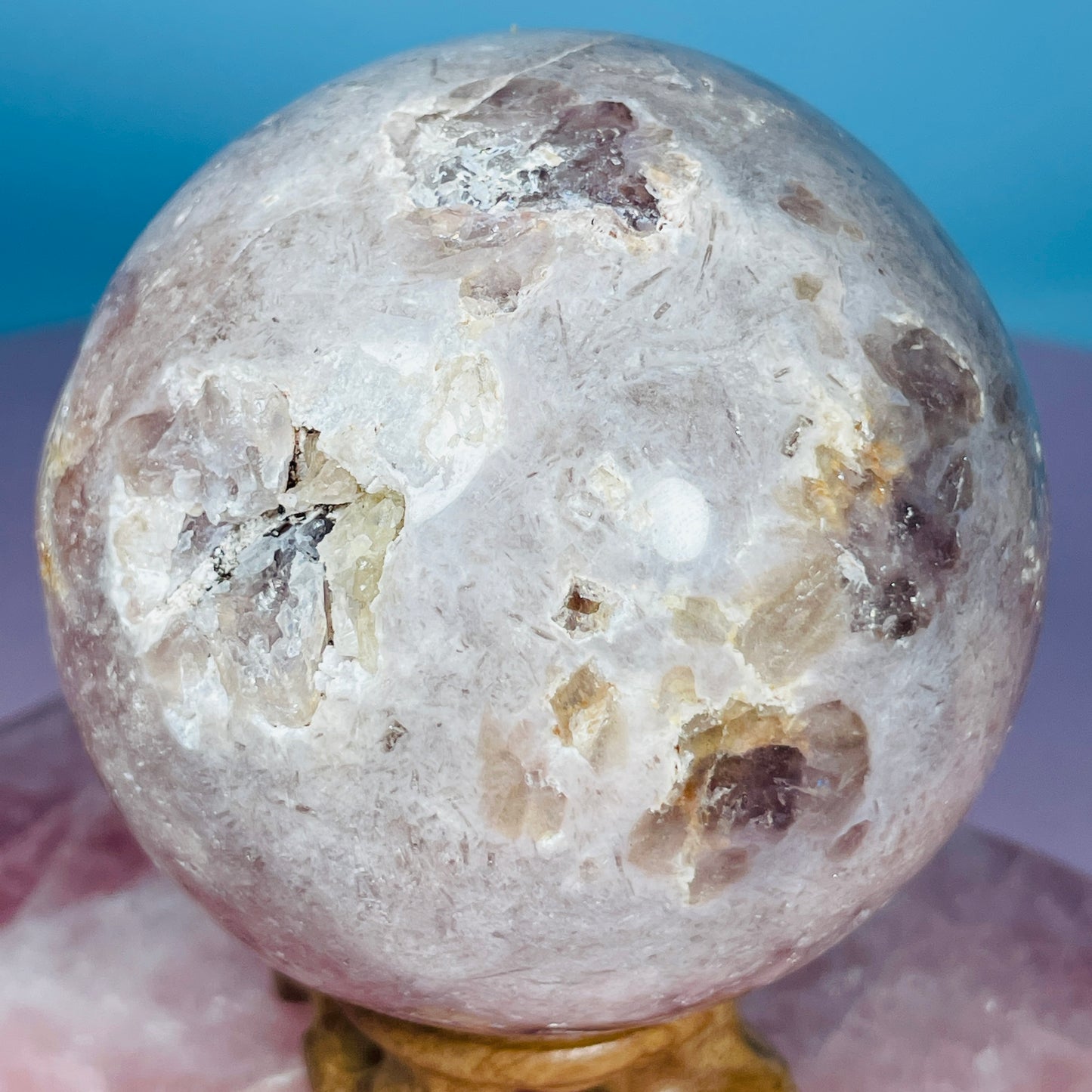 Druzy Pink Amethyst + Quartz Large Sphere