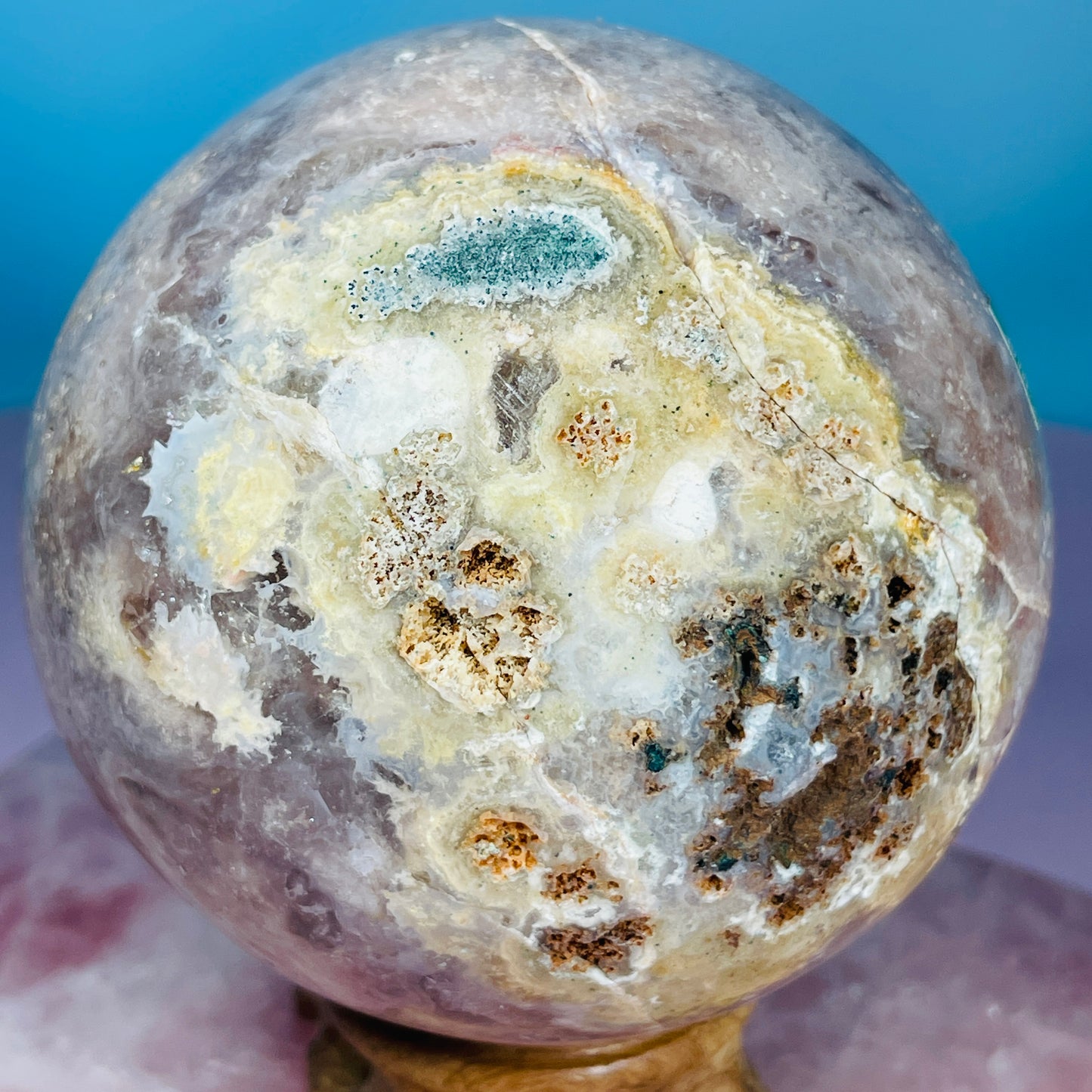 Druzy Pink Amethyst + Quartz Large Sphere