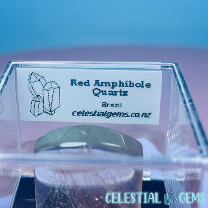 Red Amphibole Quartz Faceted Gemstone in Specimen Box