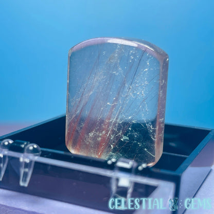 Red Amphibole Quartz Faceted Gemstone in Specimen Box