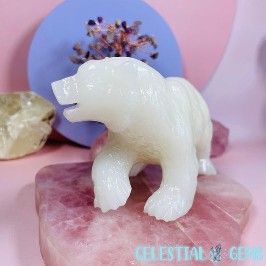 White Jade Polar Bear Large Carving B