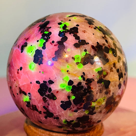 Rare Willemite, Franklinite, Calcite + Zincite UV Medium Sphere