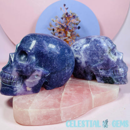 Purple Mica + Sodalite Spliced 50/50 Skull Medium Carving