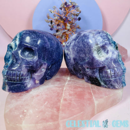 Purple Mica + Sodalite Spliced 50/50 Skull Medium Carving