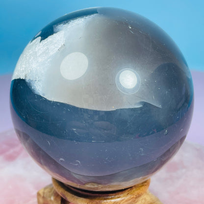 Volcanic Agate + Mangano Calcite UV Large Sphere