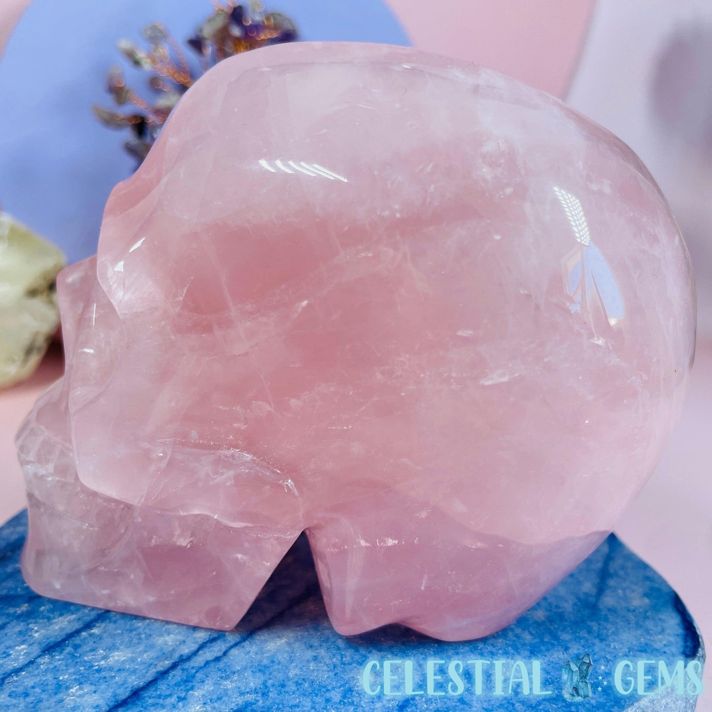 Rose Quartz Skull Medium Carving