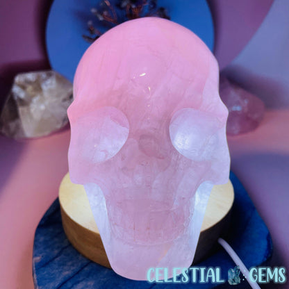 Rose Quartz Skull Medium Carving