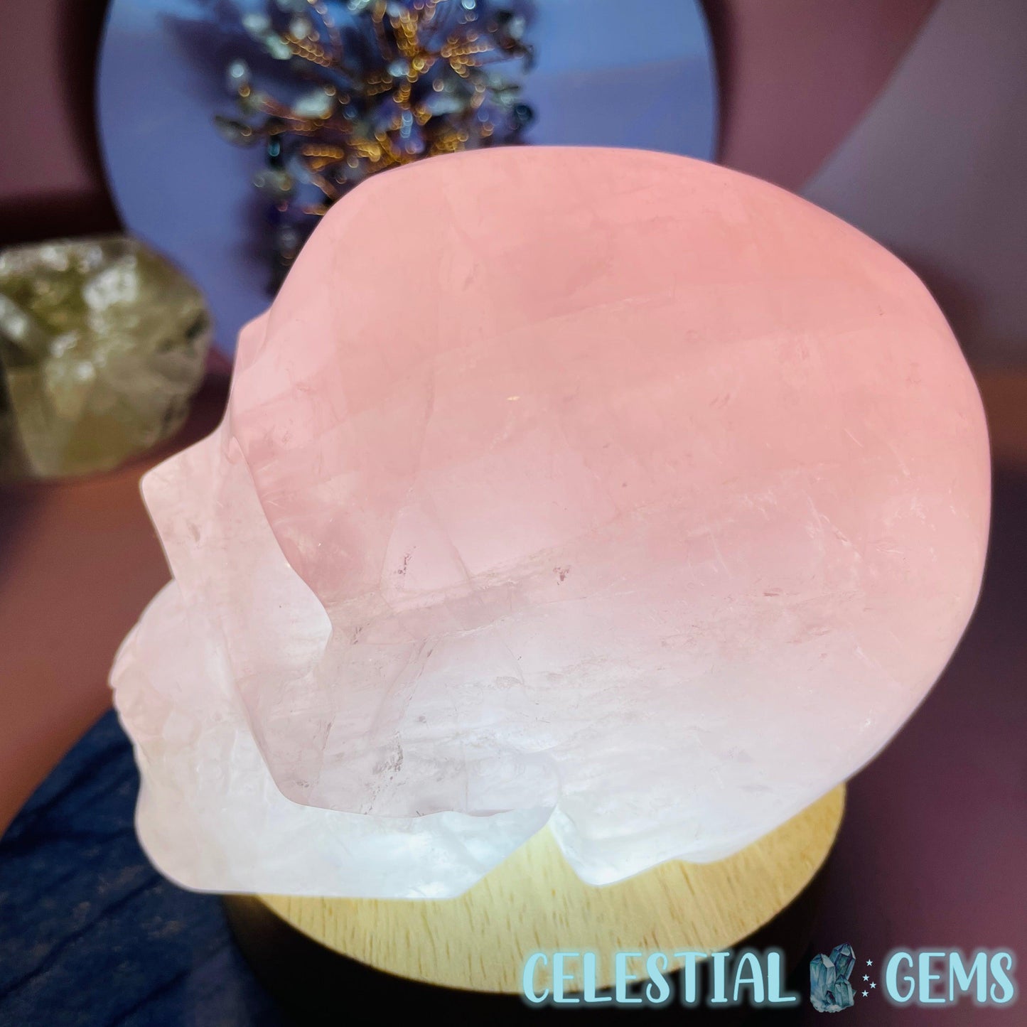 Rose Quartz Skull Medium Carving