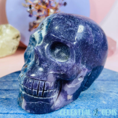 Purple Mica + Sodalite Spliced 50/50 Skull Medium Carving