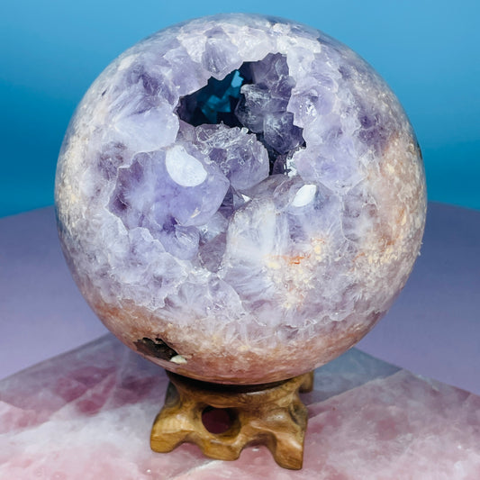 Druzy Amethyst + Flower Agate Large Sphere