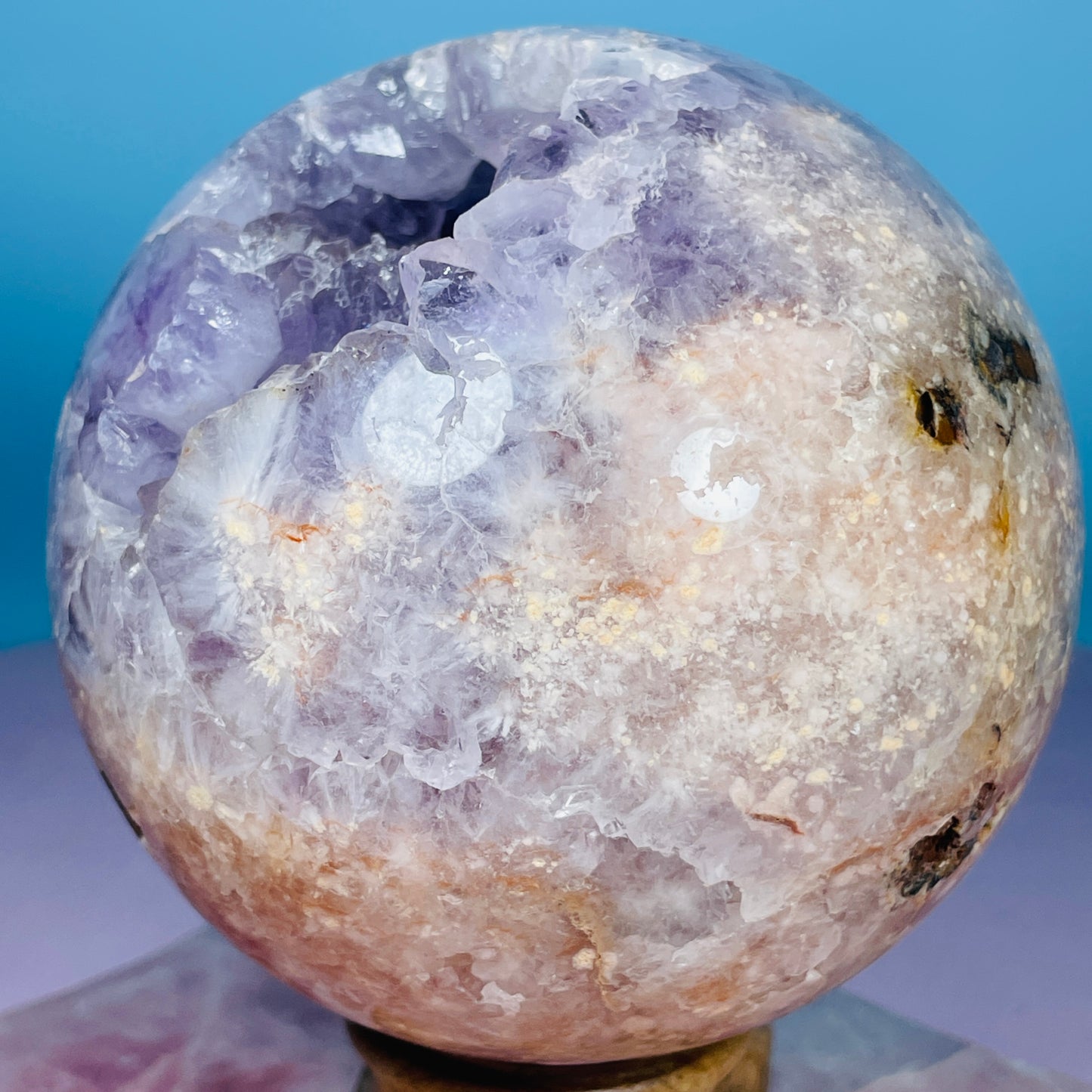 Druzy Amethyst + Flower Agate Large Sphere