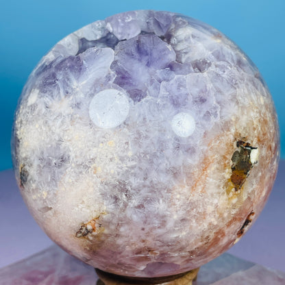 Druzy Amethyst + Flower Agate Large Sphere