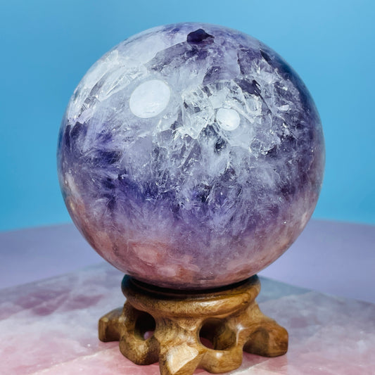 Amethyst + Flower Agate Large Sphere