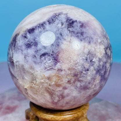 Amethyst + Flower Agate Large Sphere