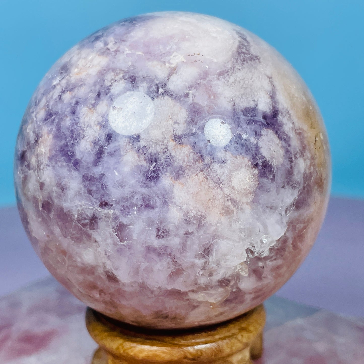 Amethyst + Flower Agate Large Sphere