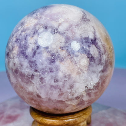 Amethyst + Flower Agate Large Sphere