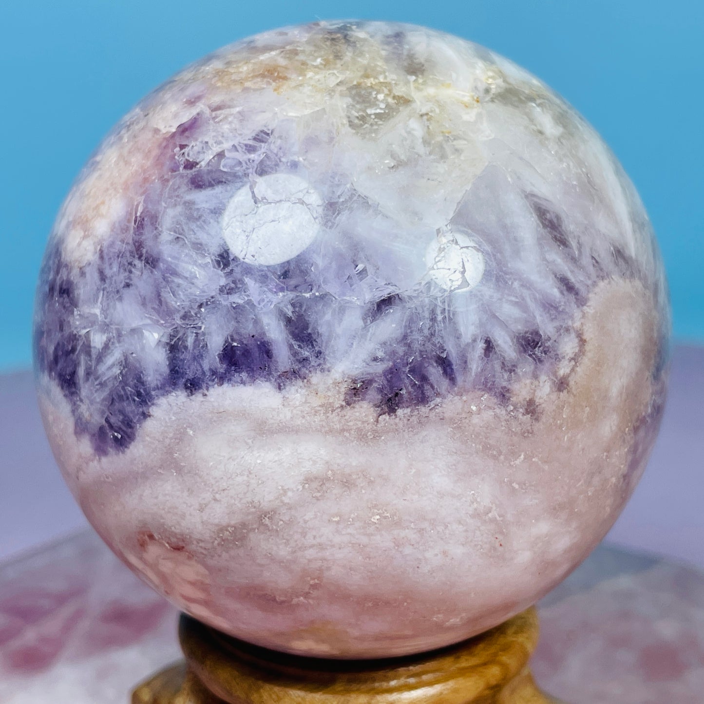 Amethyst + Flower Agate Large Sphere