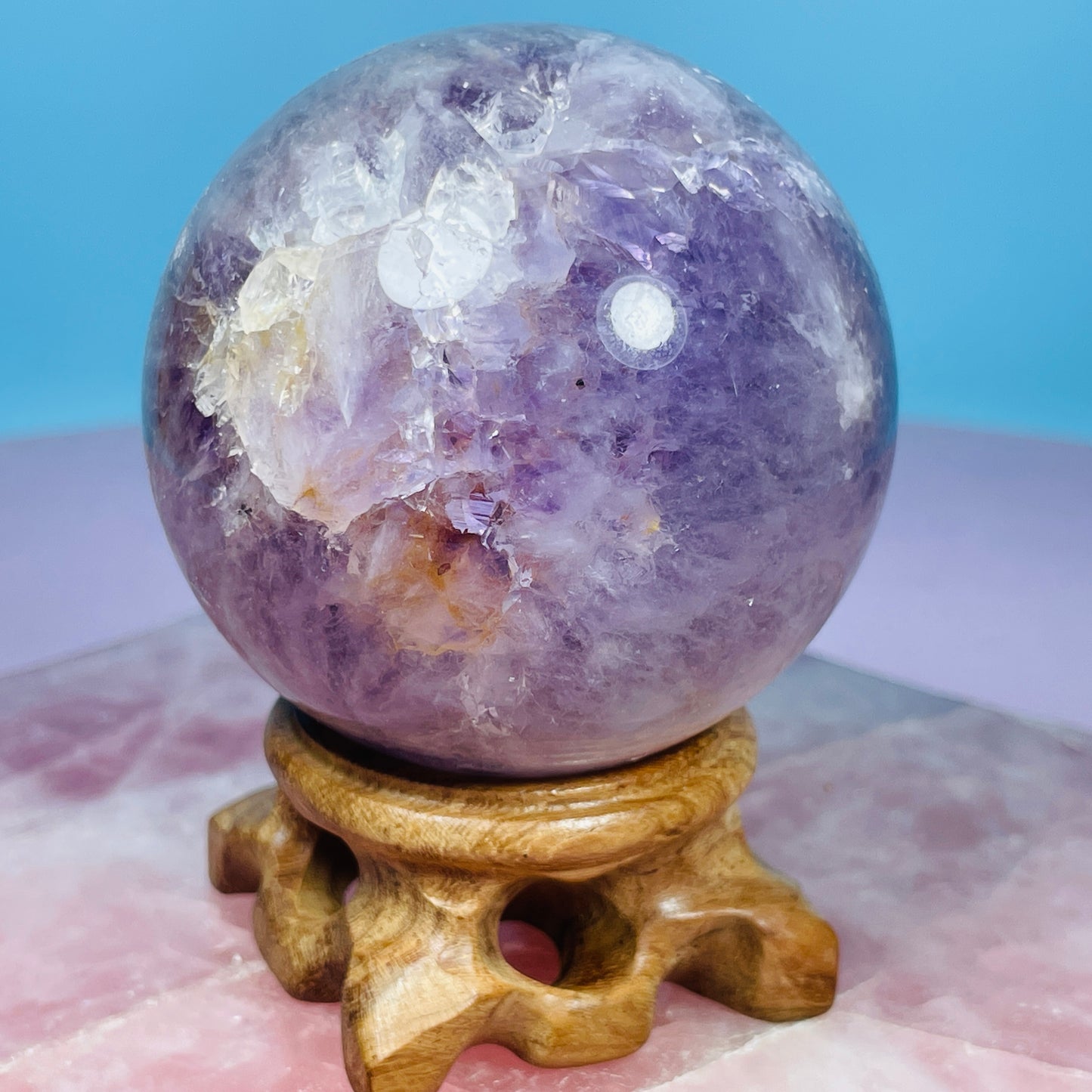 Amethyst + Flower Agate Medium Sphere