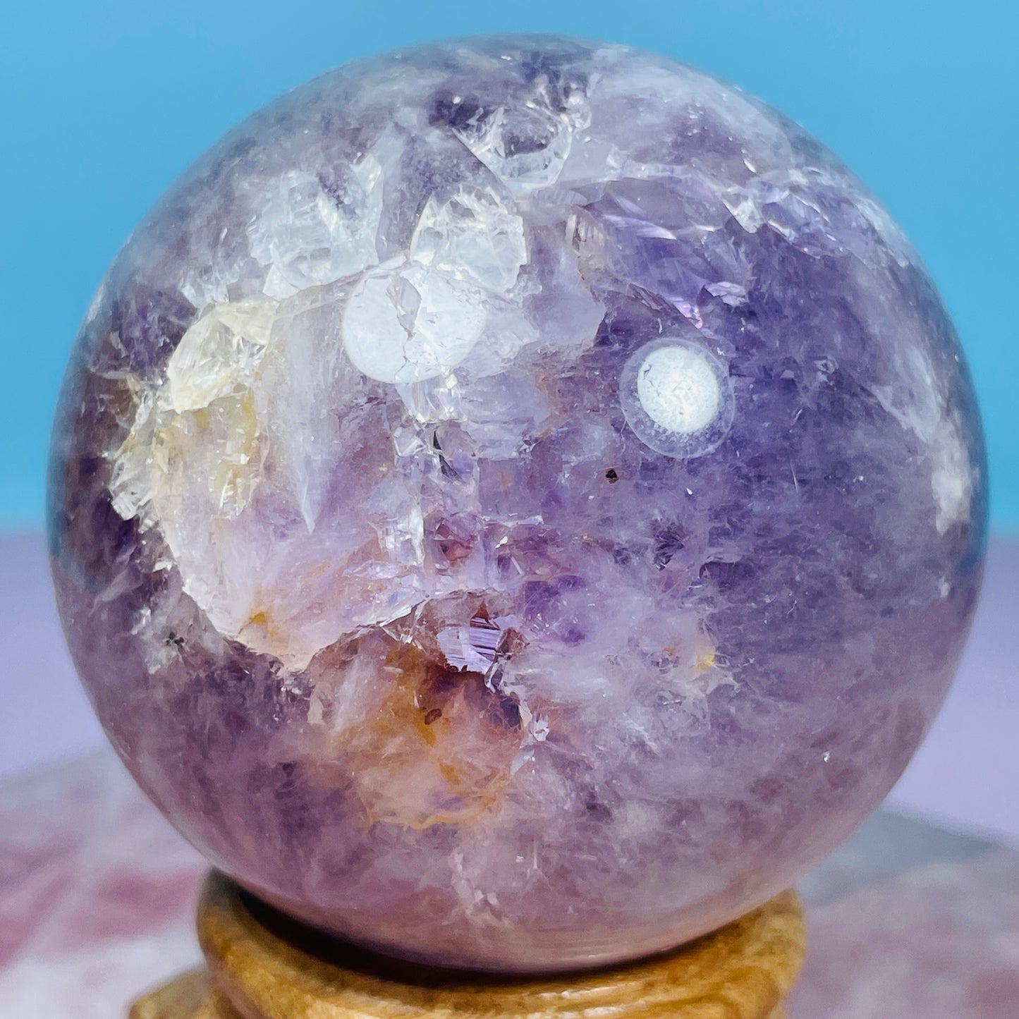 Amethyst + Flower Agate Medium Sphere