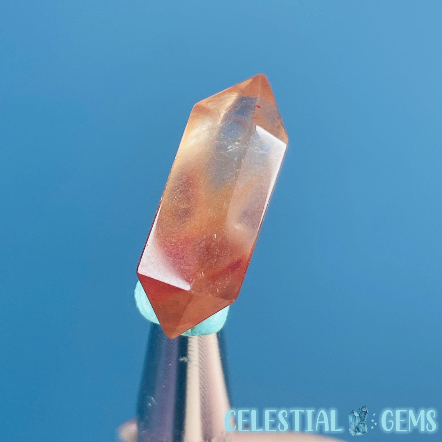 Red Amphibole Quartz Faceted Gemstone in Specimen Pottle