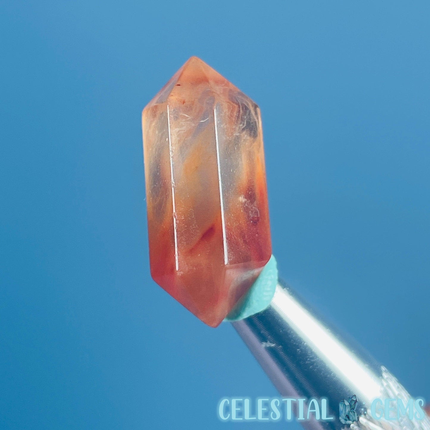 Red Amphibole Quartz Faceted Gemstone in Specimen Pottle