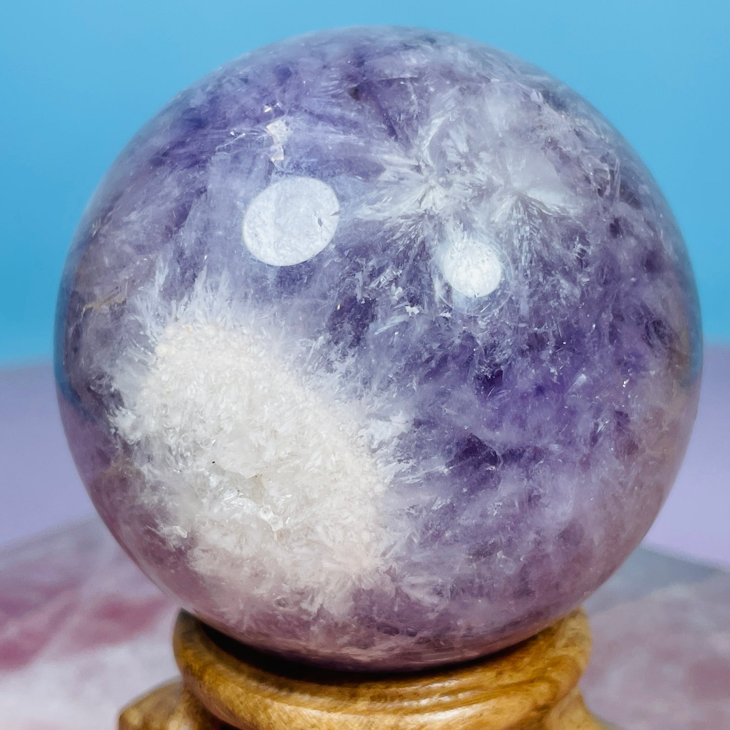 Amethyst + Flower Agate Medium Sphere