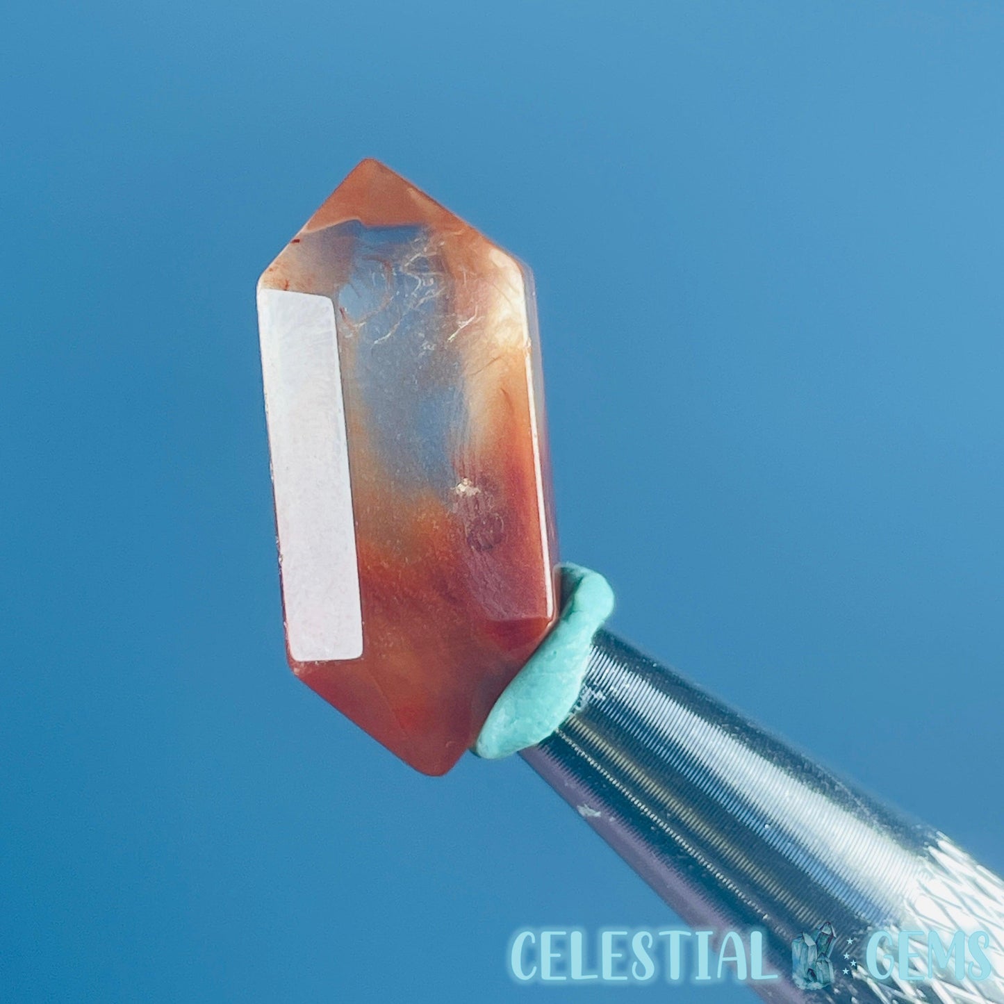 Red Amphibole Quartz Faceted Gemstone in Specimen Pottle