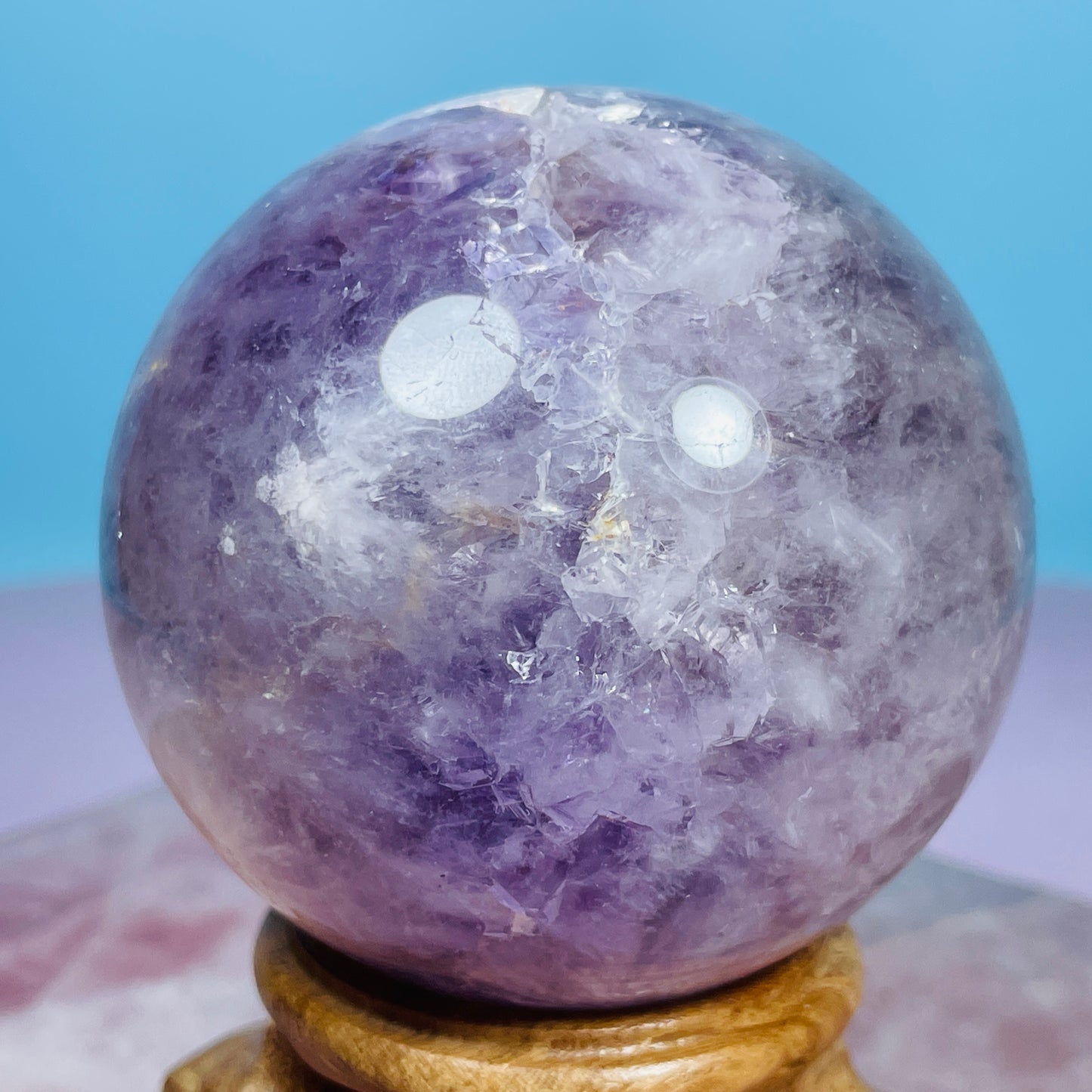 Amethyst + Flower Agate Medium Sphere