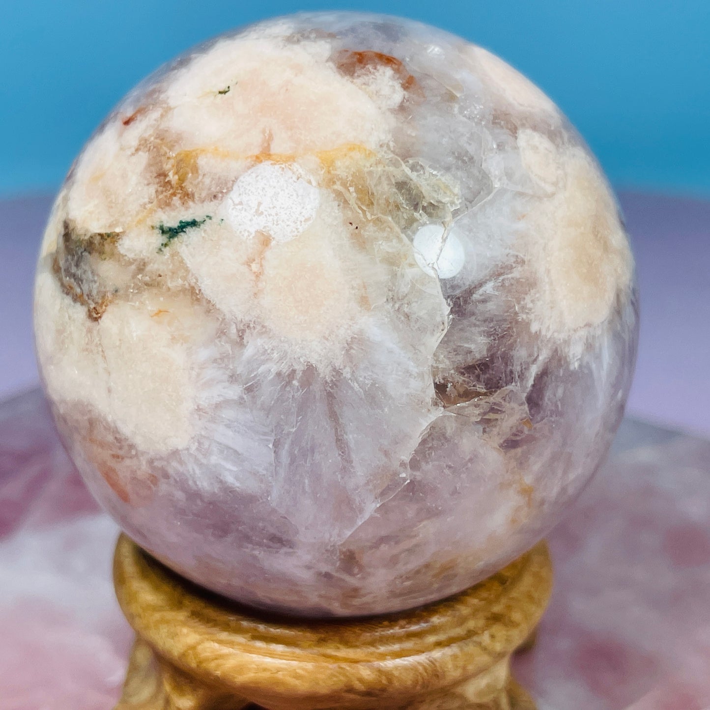 Amethyst + Flower Agate Medium Sphere