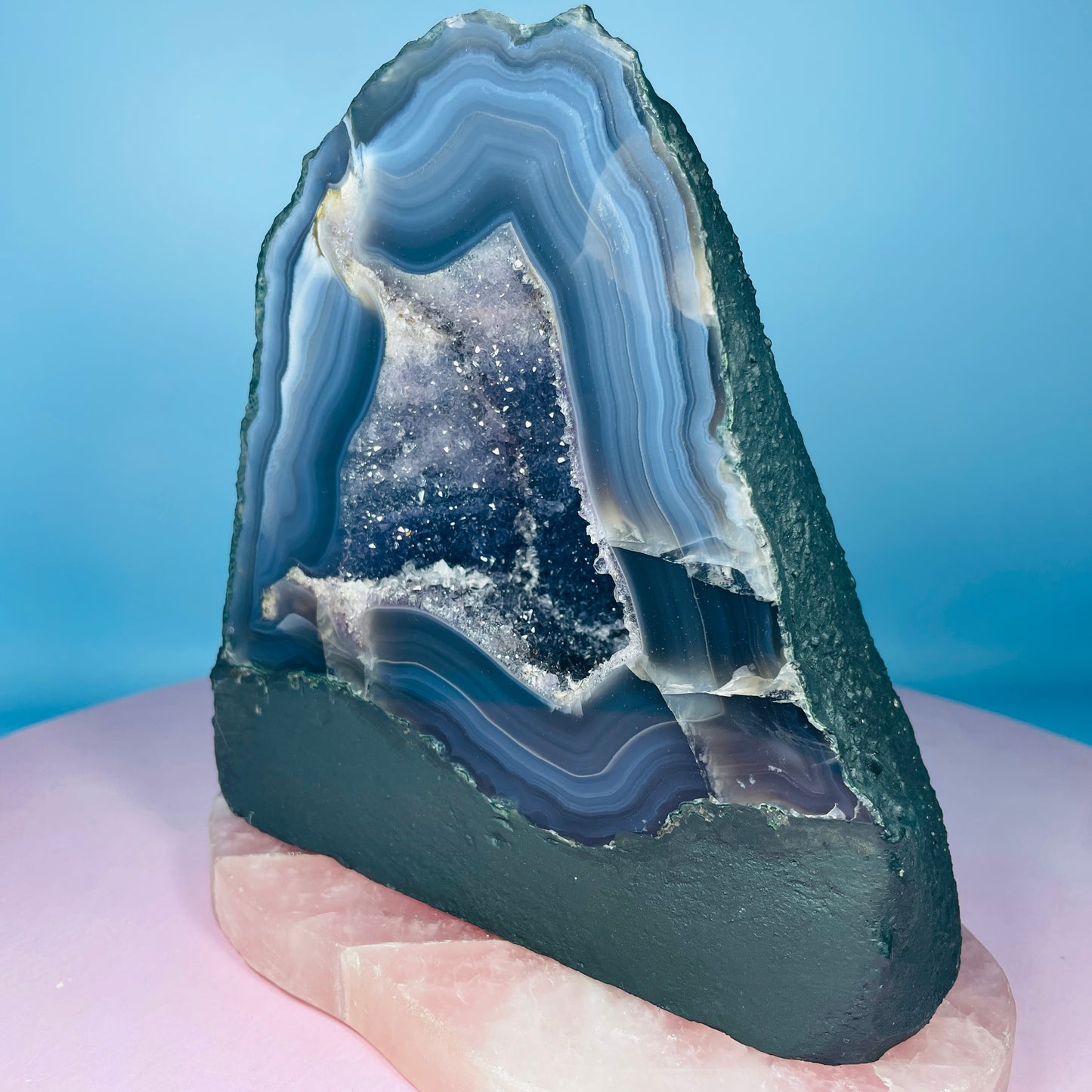 Amethyst + Agate Cluster Geode Small Cave (Video)