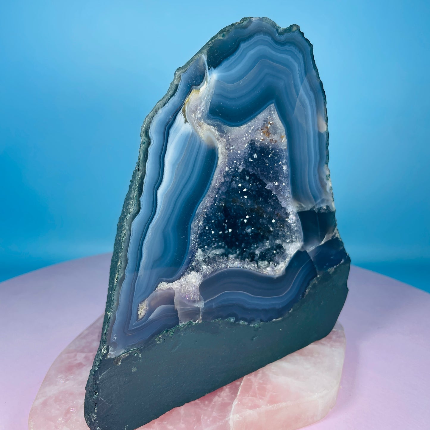 Amethyst + Agate Cluster Geode Small Cave (Video)