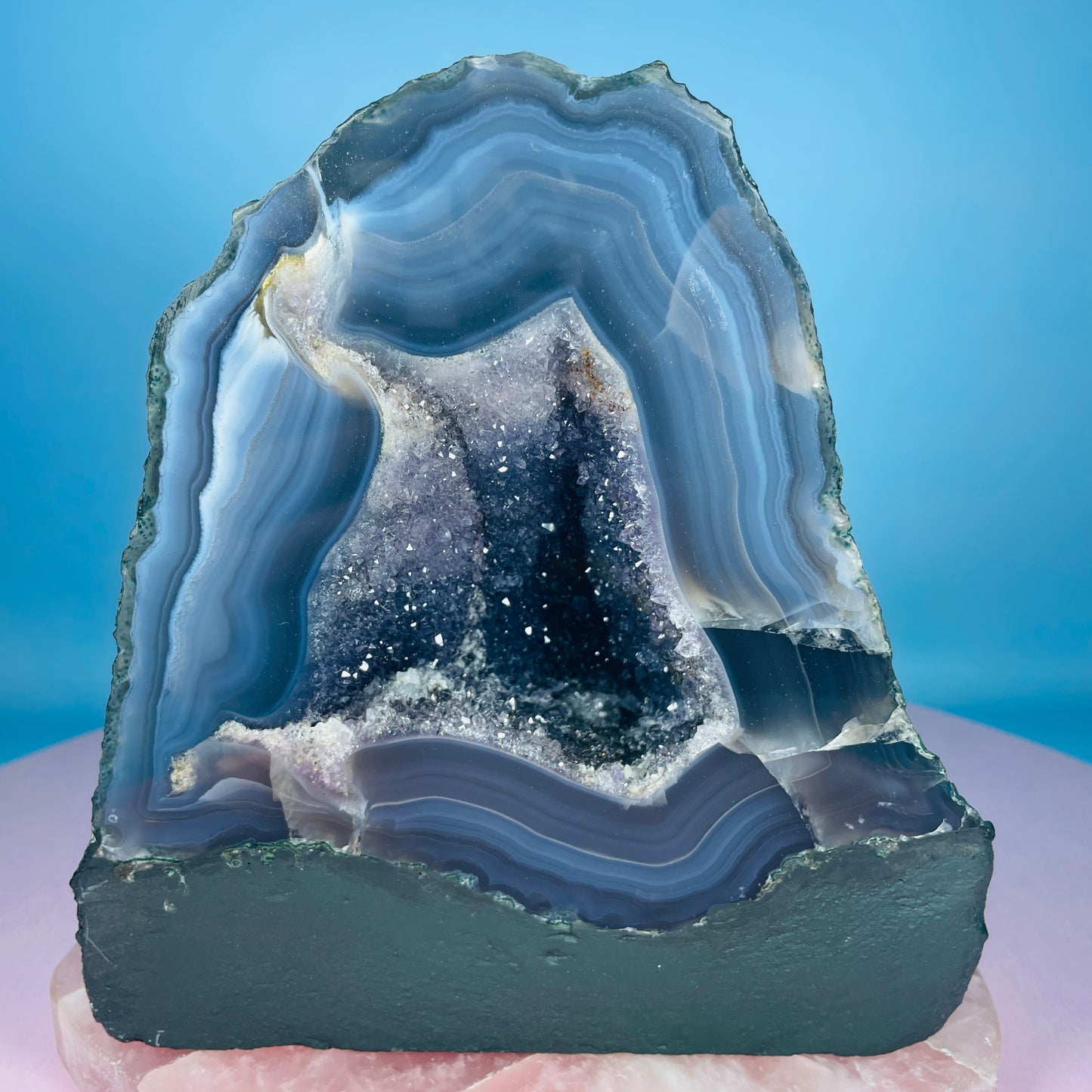 Amethyst + Agate Cluster Geode Small Cave (Video)