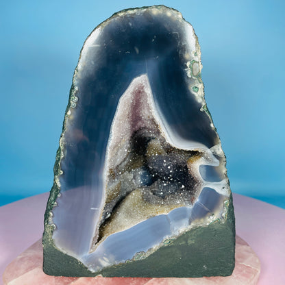 Amethyst + Agate Cluster Geode Small Cave (Video)