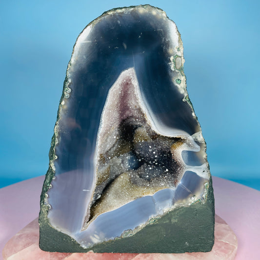 Amethyst + Agate Cluster Geode Small Cave (Video)