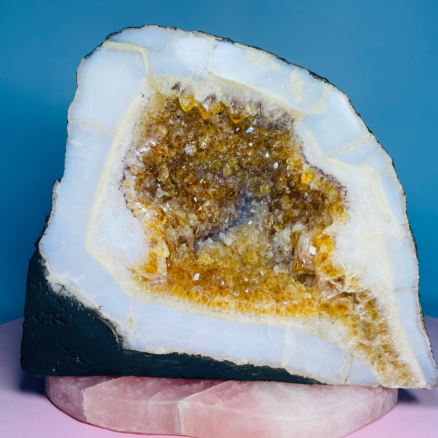 Citrine Cluster Geode Small Cave (Video)