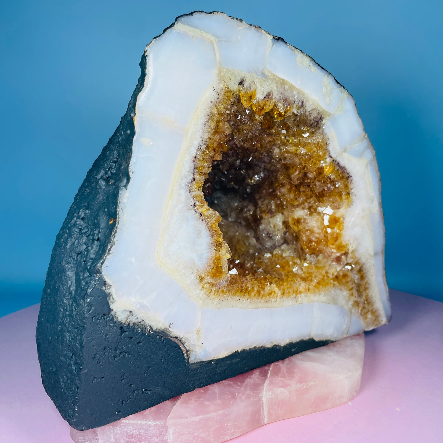 Citrine Cluster Geode Small Cave (Video)