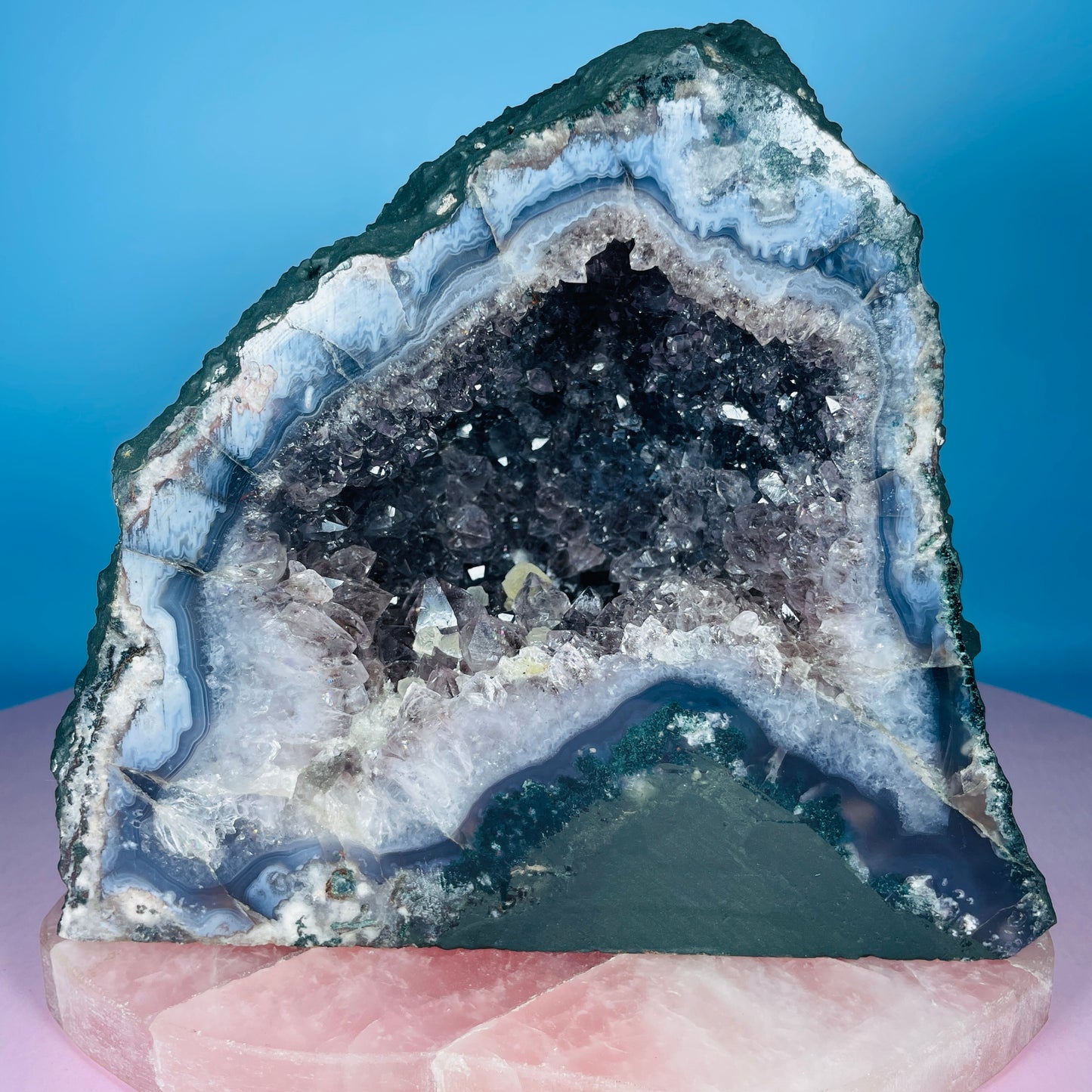 Amethyst + Agate Cluster Geode Small Cave (Video)